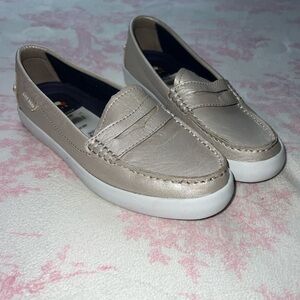 COLE HAAN Shiny Silver Slip-On Loafer Size5